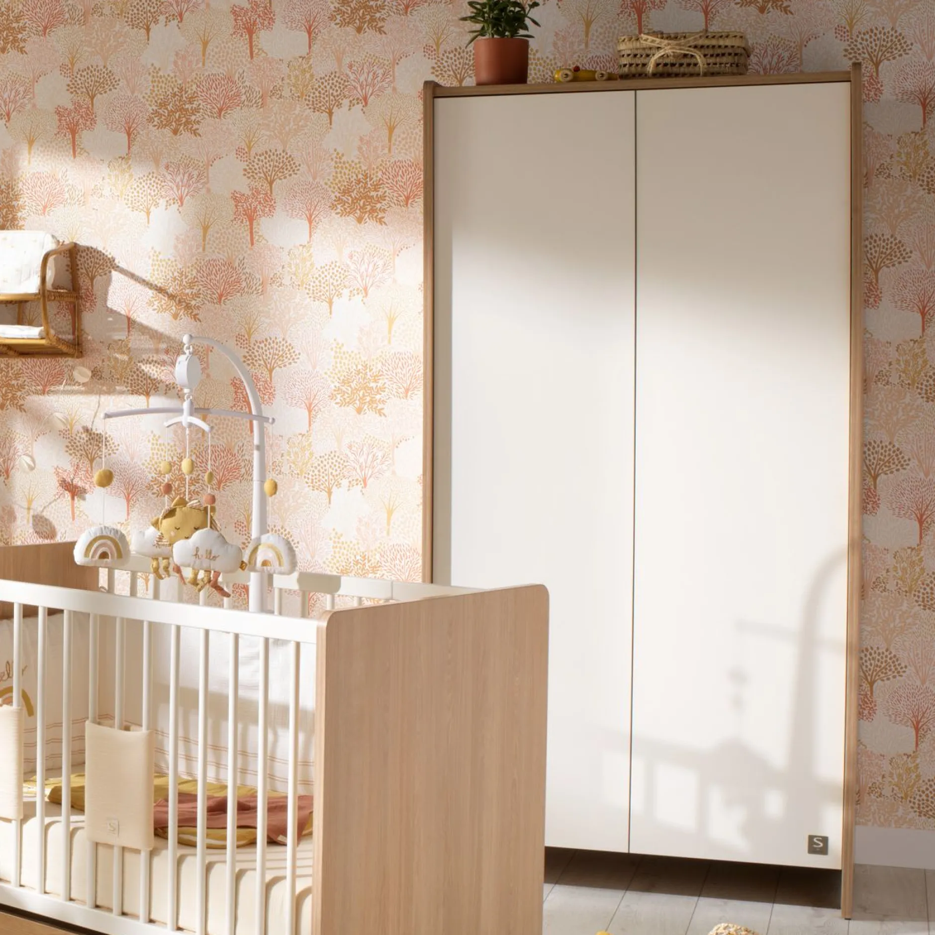 Armoires 2 Portes*Sauthon Baby's Sweet Home Vanille Armoire de Chêne miel