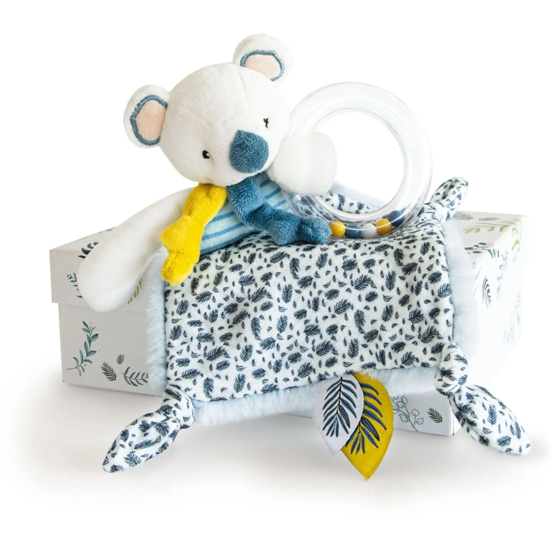 Hochets*Doudou et Compagnie Yoca Le Koala Doudou Hochet de Blanc/bleu