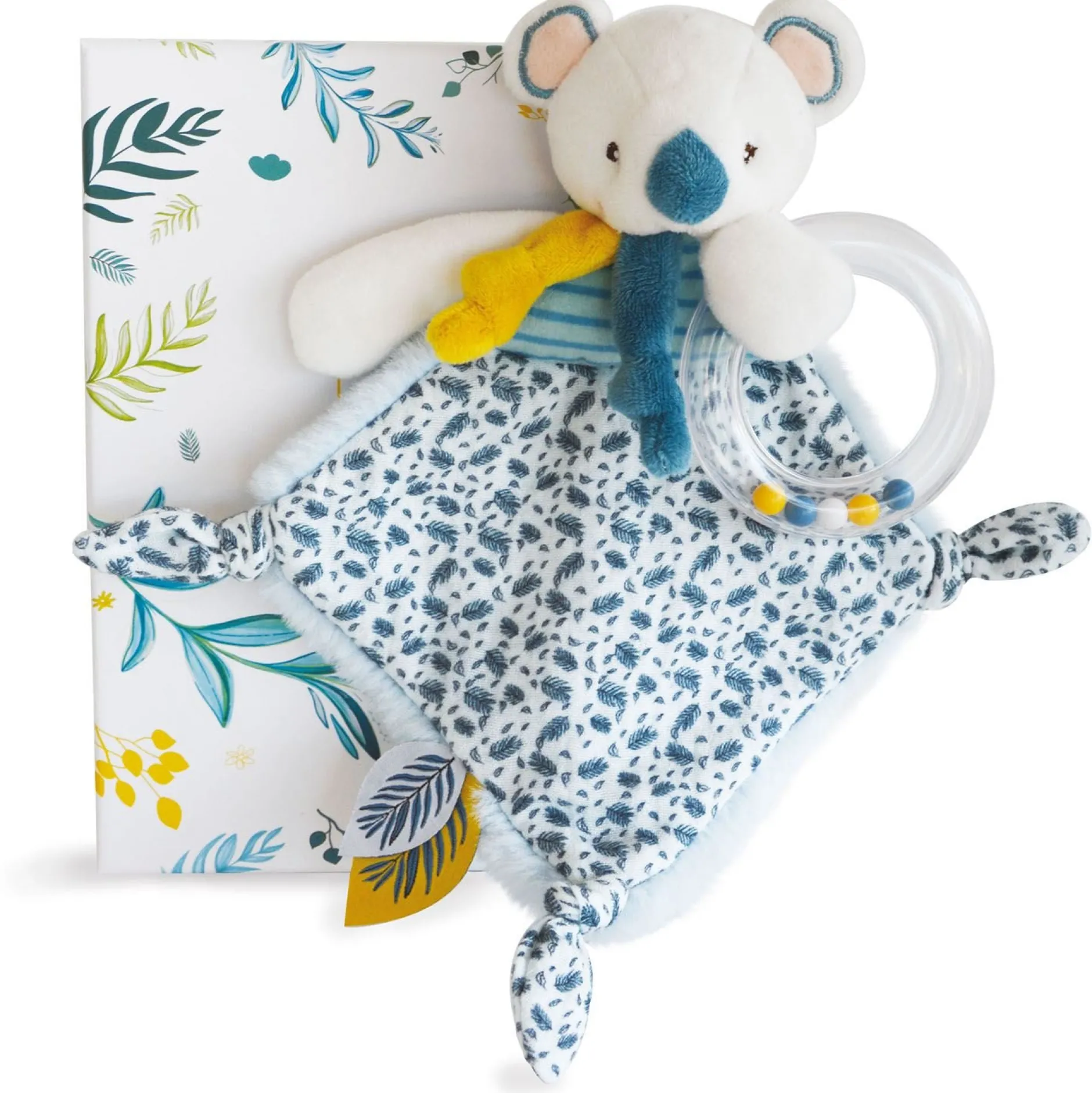 Hochets*Doudou et Compagnie Yoca Le Koala Doudou Hochet de Blanc/bleu